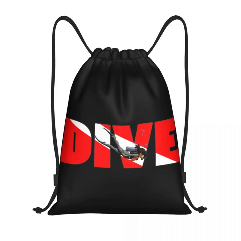 

Custom Scuba Dive Flag And Diver Drawstring Bag for Shopping Yoga Backpacks Men Women Diving Lover Sports Gym Sackpack