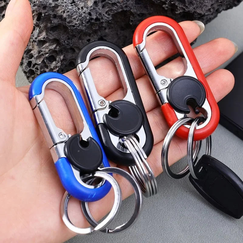 Sleek Double Ring Metal Keychain for Men – Stylish Key Holder & Gift