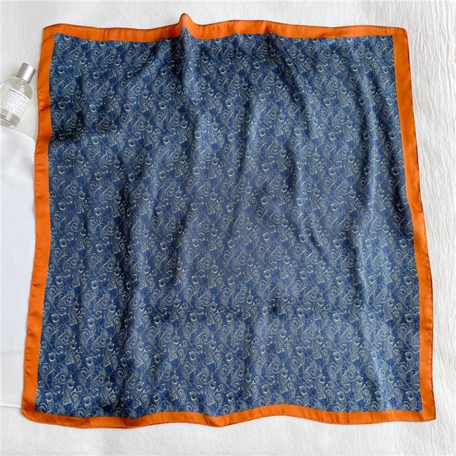 Silk Square Scarf Women Satin Bandana Print  Scarves Head Band Fashion Lady Hair Shawl and Wrap Female Neckerchief Hijab 2022 FJ70-378-2