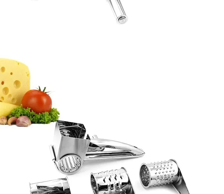 Description Picture 4 of itemFactory Outlet Handheld Cheese Grater Stainless Steel Rotary Shredder Multi-functional Cheese Grater Set Versatile Cheese Grater