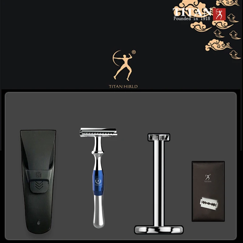 TITAN T shaped razor safety razor for men, metal handle, replaceable