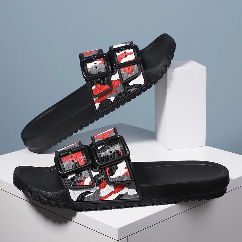 Trendy Versatile Men's Slippers Summer Outer Wear Anti-Slip Home Use Teenage Feet Soiling Feeling Explosion Model Slippers