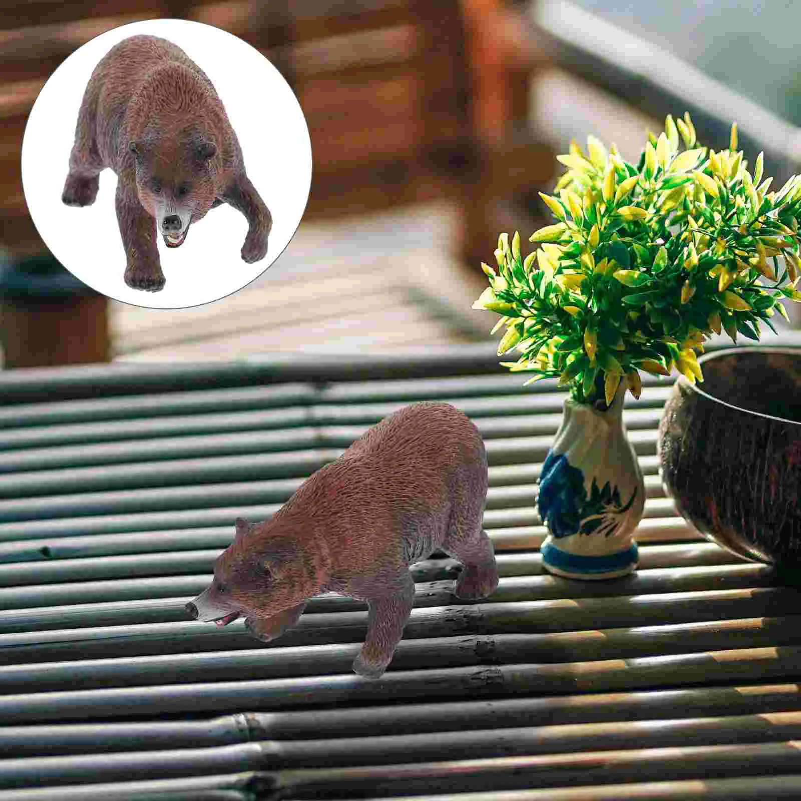 

Desktop Bear Decor Plastic Bear Decorative Bear Ornament Garden Bear Statue Lawn Decor