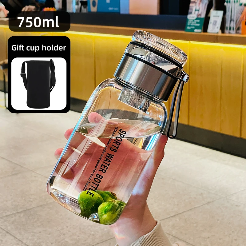 2L Tea Glass Bottle Large Capacity Water Bottle Transparent Juice Cup  Outdoor Travel Sport Portable Leakproof Drinkware Bottle