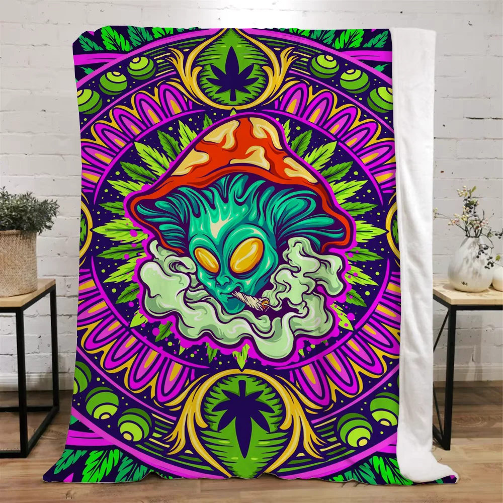 Boho Mushroom Throw Blanket King Size Luxury Blankets & Throws Knitted Plaid Home and Decoration Beach Towel Microfiber Bedding 3