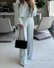 2025 Spring 2 Pieces Round Neck Bell Sleeve Top and Casual Loose Fit Pants Set 1