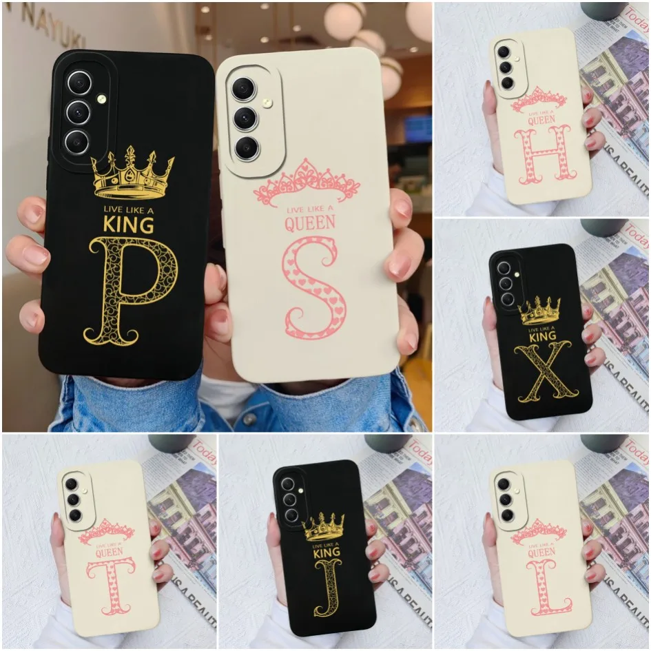 Custodia Per Telefono Per Samsung Galaxy A34 A54 A24 A34 Cover Fashion Crown Letters Custodia In Silicone Liquido Per Samsung A 34 A 24 A 54 Fundas