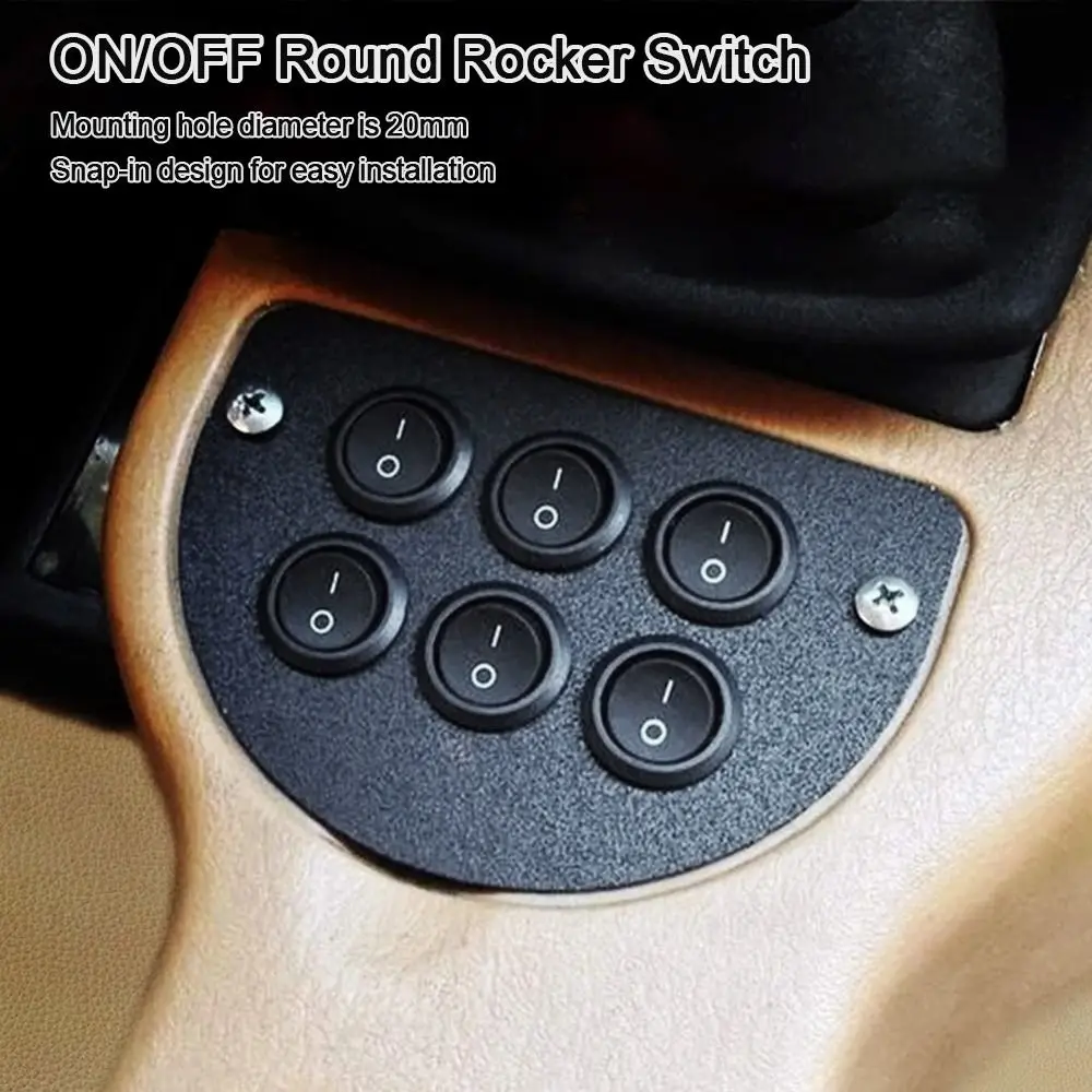 5PCS ON/OFF Round Rocker Switch MINI Toggle Switch 2 Pin SPST Push Button Switch 12V 24V 20MM with Wires for Auto Car Boat RV