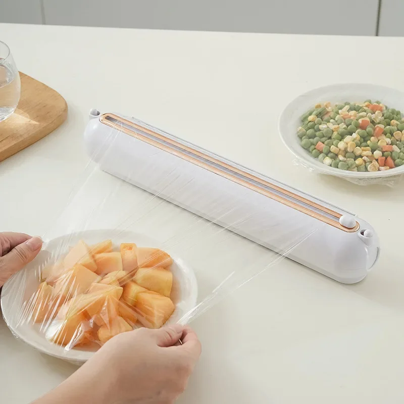 

Диспенсер для пластиковой упаковки пищевых продуктов, подвешиваемый Магнитный резак, бытовой кухонный раздвижной нож, регулируемая коробка для резки пластиковой пленки