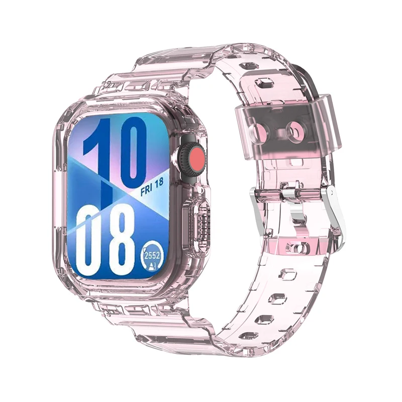 Dual-Function Silicone Band and Case for Smartwatch - Transparent Sport Strap and Protective Bracelet
