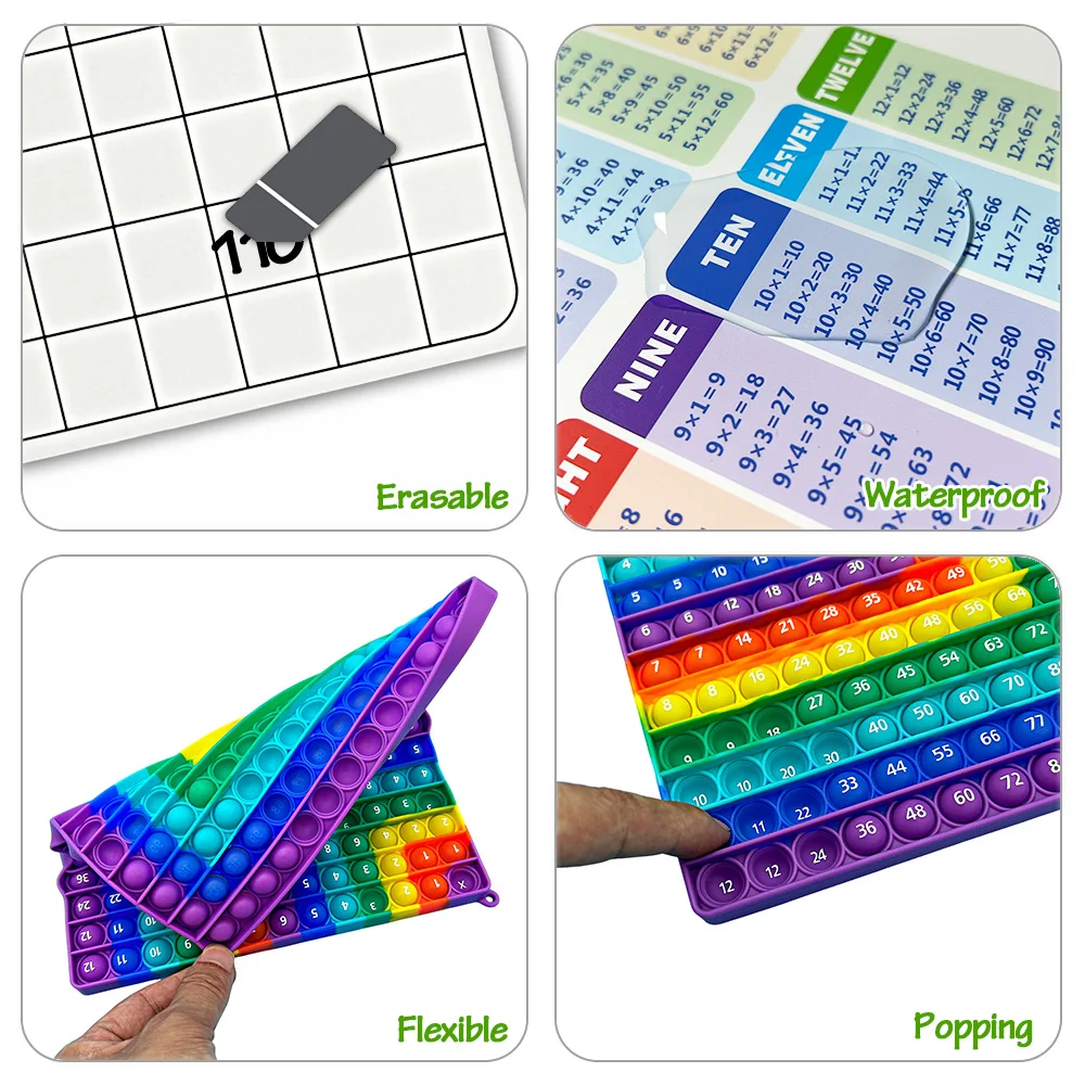 1-12 Multiplication Practice Board Games with Erasable Card Pen, Times Table Learning Math Pop Toys Stationery Manipulatives Kid 6