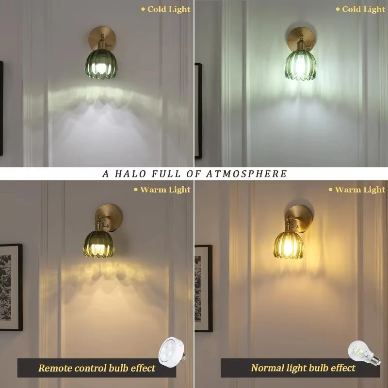 Vintage Green Tulip Glass Wall Lamp Shade Living Room Bedroom Door Lamp Bedside Lights led light led wall lamp wall light
