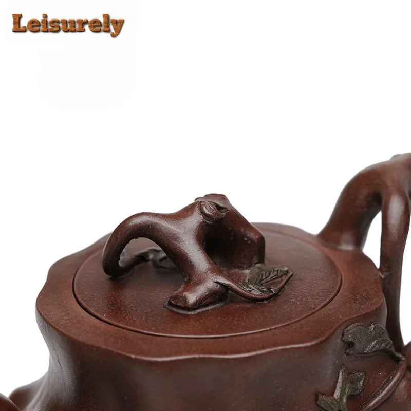 380ml Luxury Yixing Purple Clay Teapots Handmade Peach Tree Stake Pot Raw Ore Purple Mud Kettle With Filter Zisha Tea Set Cafes