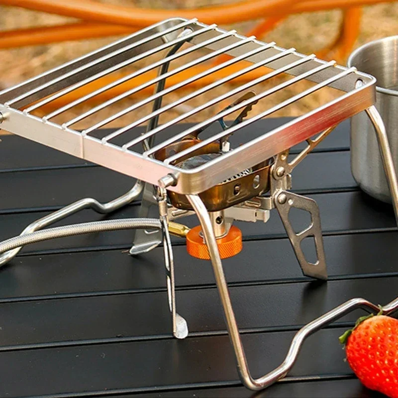 Multifunction Folding Campfire Grill Stand Tourism Portable Camping Grill Grate Outdoor Cookware BBQ Rack Wood Gas Stove Bracket 3