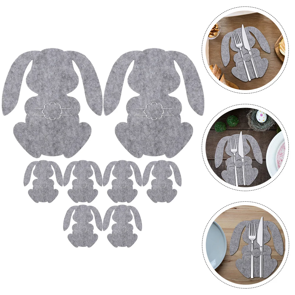 

8 Pcs Rabbit Cutlery Bag Tableware Pouch Flatware Easter Party Accessory Decorate