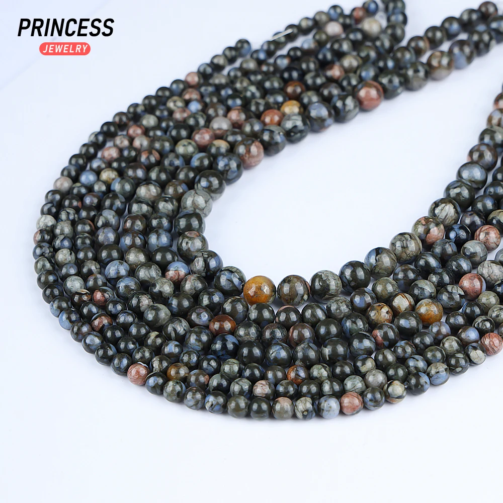 A++ Natural Blue Glaucophane Loose Stone Beads for Jewelry Making Bracelet Necklace Handmade DIY Accessories Beads 4 6 8 10mm 6