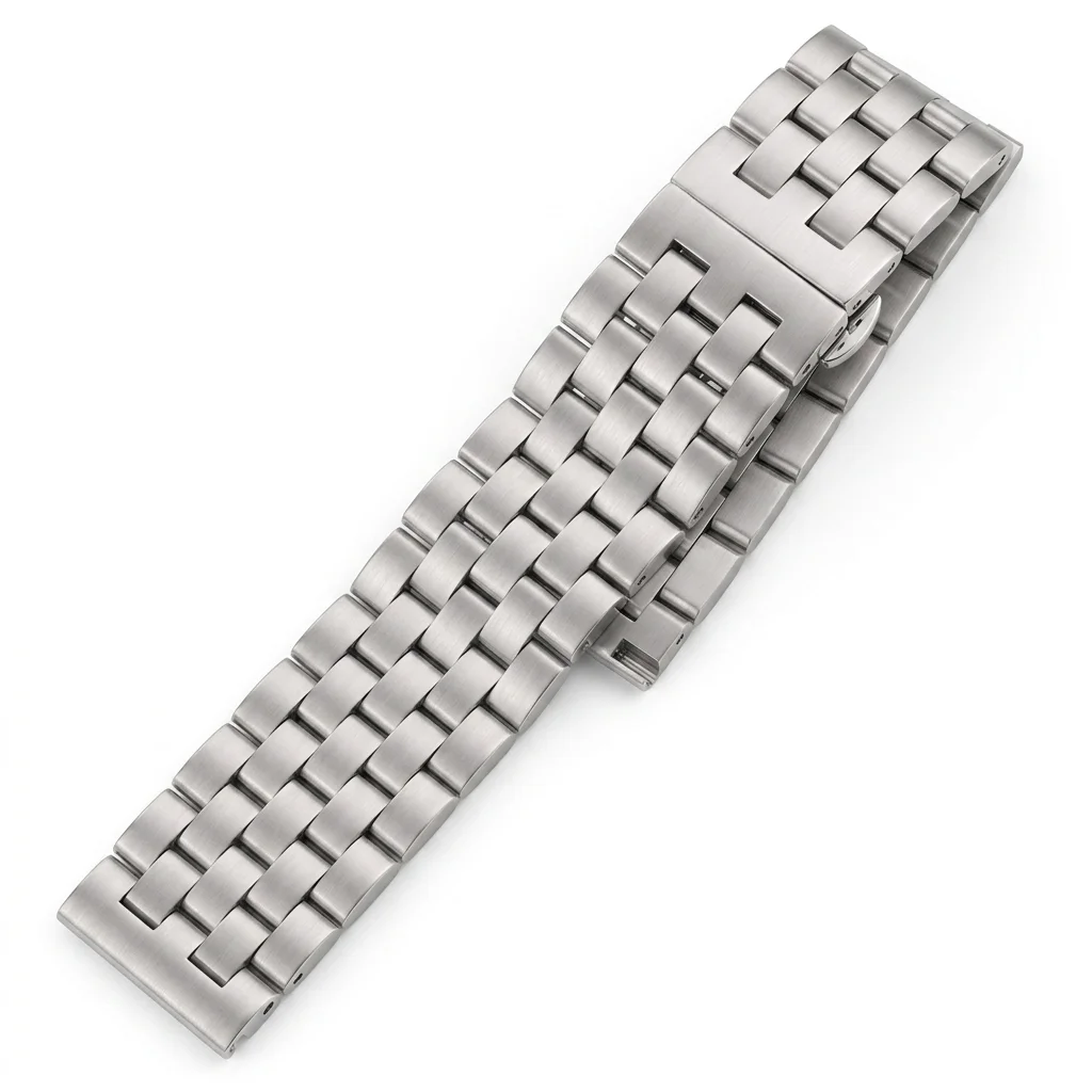 Universal Solid Stainless Steel Silver Watch Band - Premium Metal Bracelet Replacement