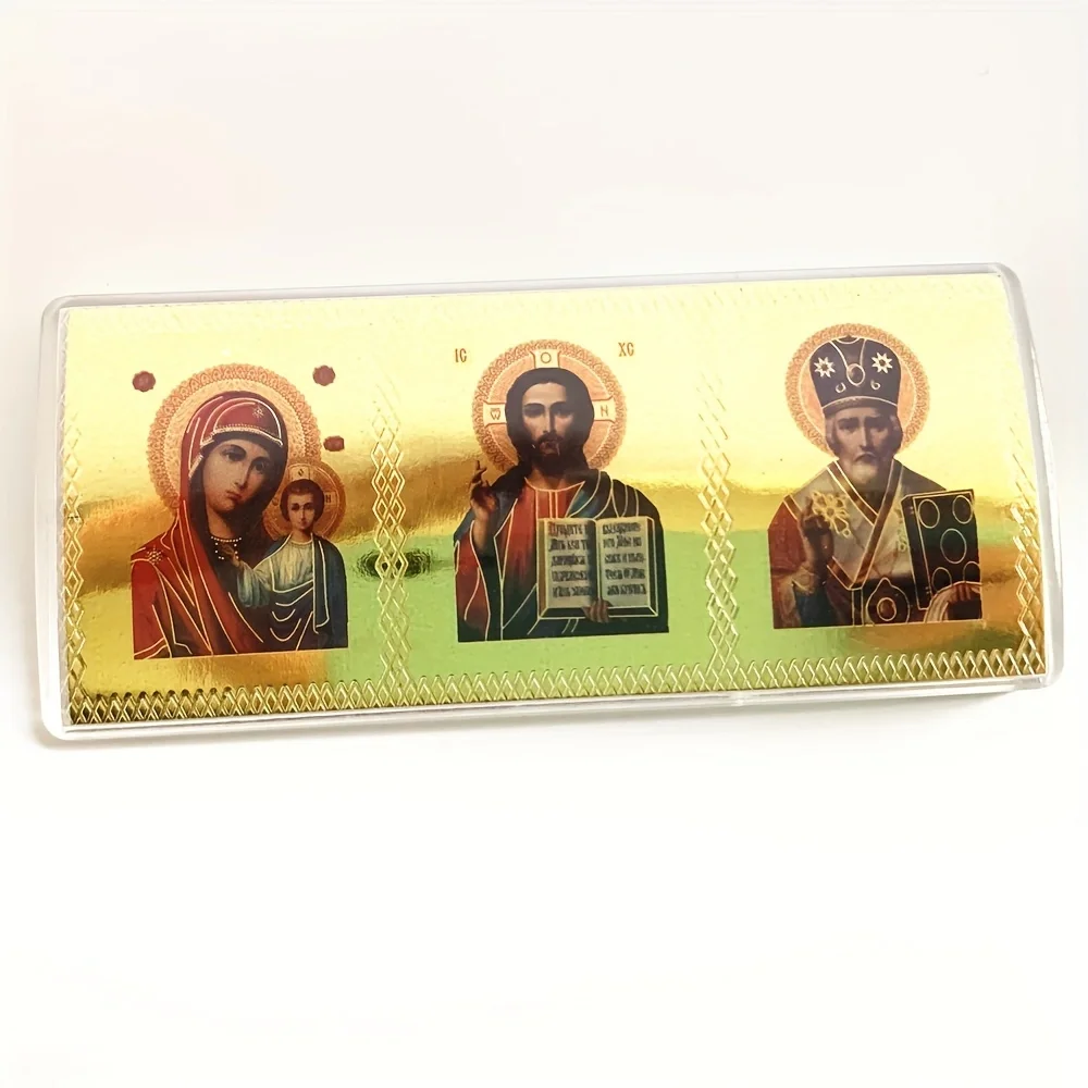 Wood Icon Decoration Wood Icon Plaque Orthodox Icons St. Andrew Square Catholic Church Utensils Christ Figures Christmas Maria Jesus Cross