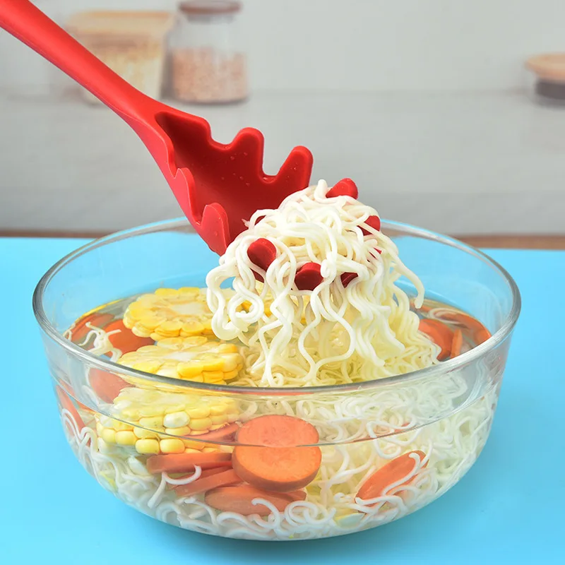 50Pcs/Lot Zeegle Silicone Cookware Noodles Spoon Pasta Scoop Colander Spatula Spaghetti Colander Spoon Heat-resistant