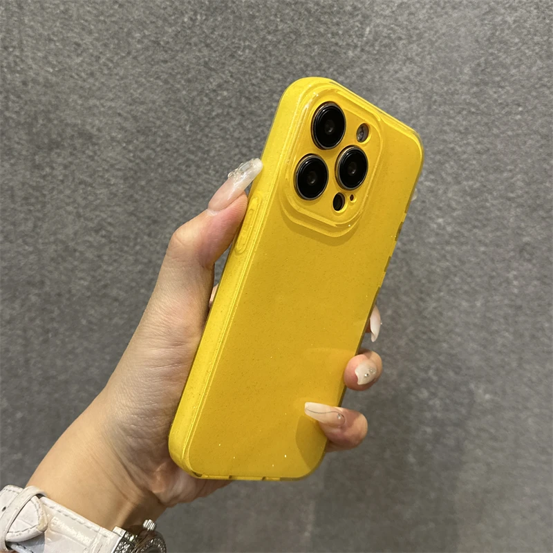 Luminous Yellow Glitter Silicone Phone Case