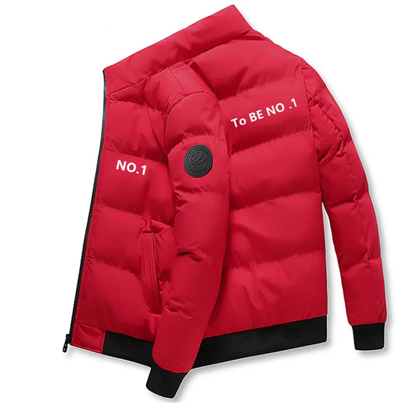2024 neue männer Stehen Kragen Lose Baumwolle Verdickt Warme S-3XL Europäische Größe Parka Jacke Druck NO.1 Bomber Mantel_voghion.com