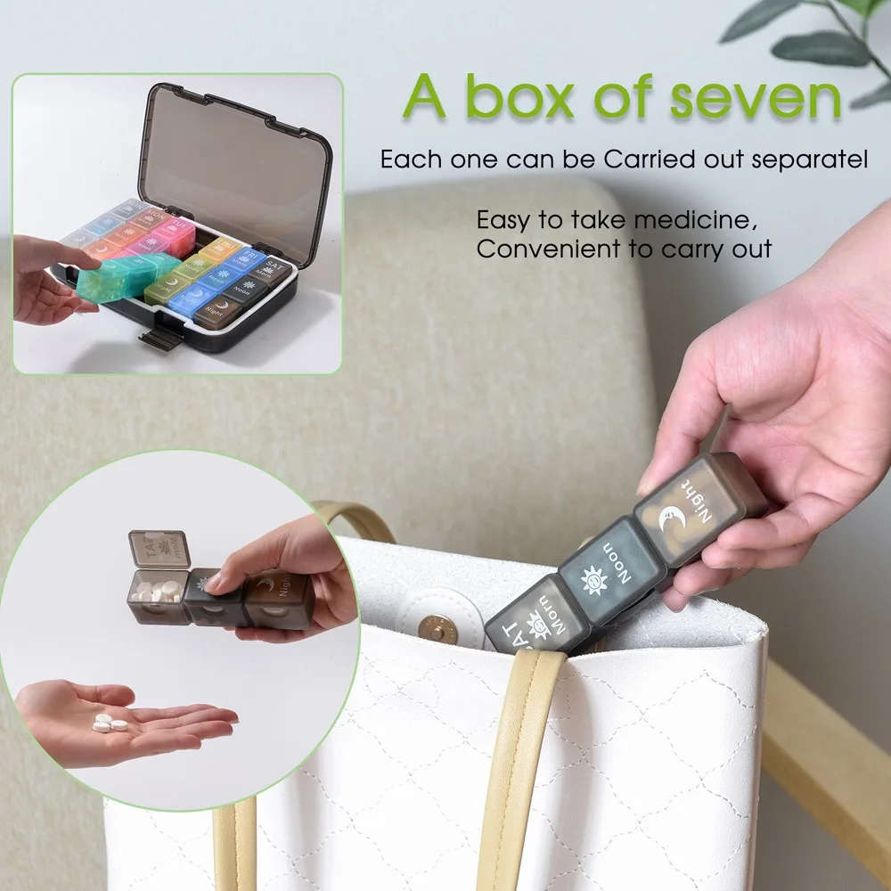 Weekly Pill Organizer 3 Times A Day 21 compartments Extra Large Medicine Box Moisture-Proof 7 Days Travel Pill Case for Vitamin