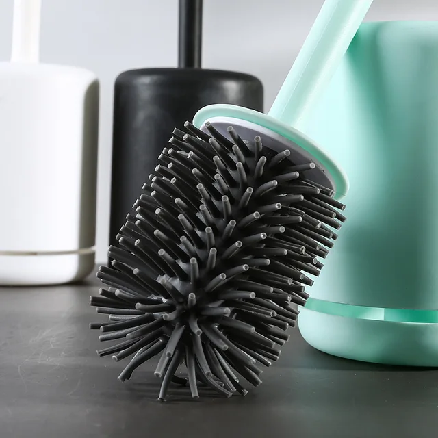WIKHOSTAR Scopino per WC in silicone Spazzola per pulizia ad asciugatura rapida Spazzola per montaggio a parete con strumento di supporto Accessori per il bagno 4