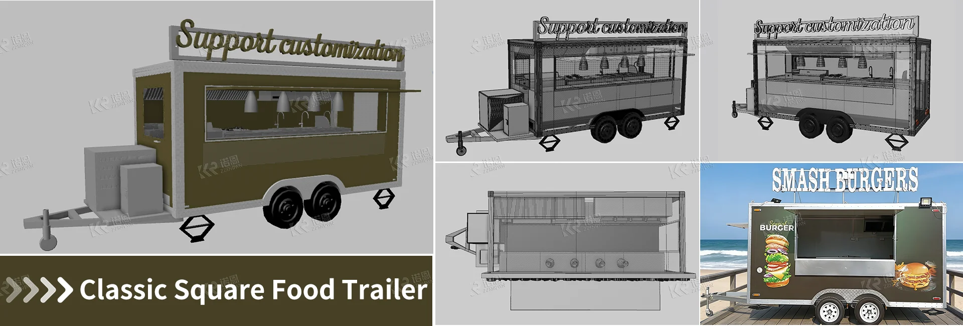 Maßgefertigter Food-Truck-Anhänger mit Edelstahlgrill kaufen