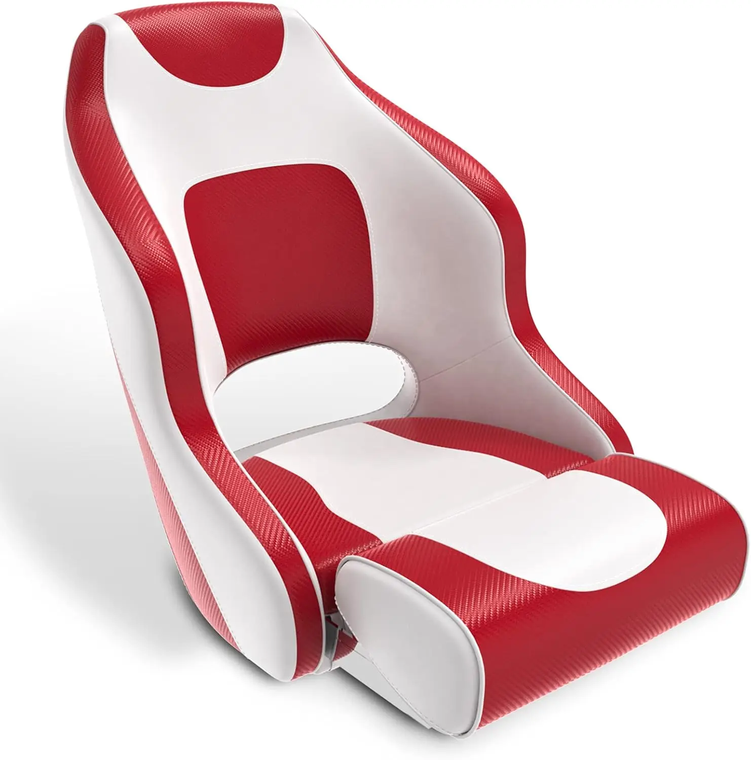 Leader Accessories Two Tone Captains Bucket Seat Boat Seat Premium Sports Flip Up Boat (Model C-White/Red)