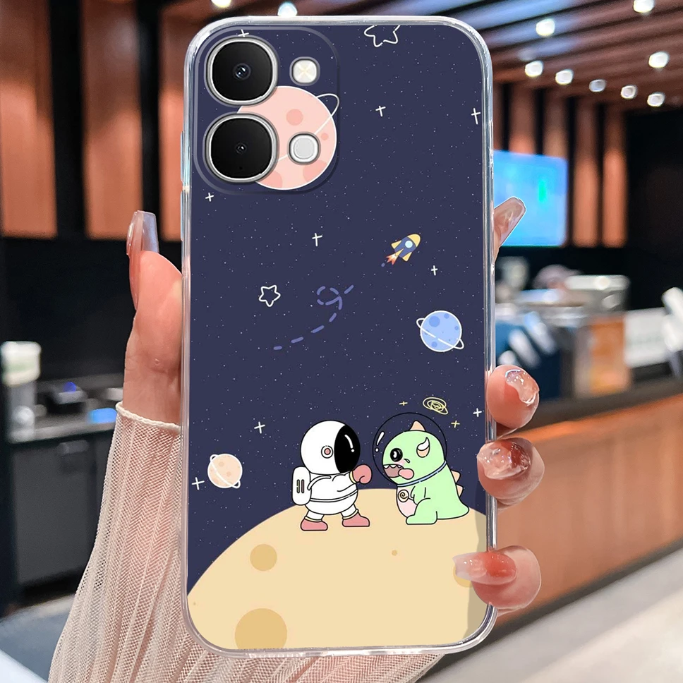 Cute Cat Cartoon Soft TPU Protective Phone Case - Clear Silicone Shockproof Cover