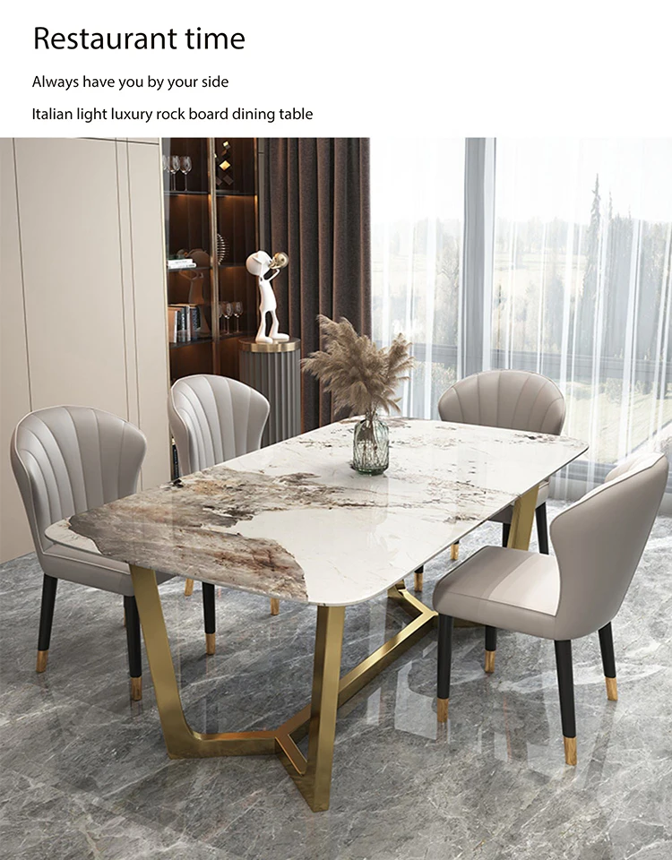 Description Picture 2 of itemMarble Luxury Dining Tables Design Restaurant Large Family Dining Tables Modern Hallway Kitchen Table A Manger Italian Furniture