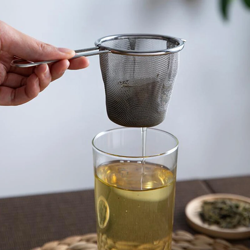 1PC Stainless Steel Tea Infuser Reusable Tea Leak Filter Teapot Strainer Single Ear Shape Coffee Herb Spice Diffuser With Handle tea infuser tea strainer tea filter