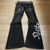 New High Waist Harajuku Loose Embroidered Women Jeans with Rock Punk Style Y2K Micro La Retro Wide Leg Pants 1
