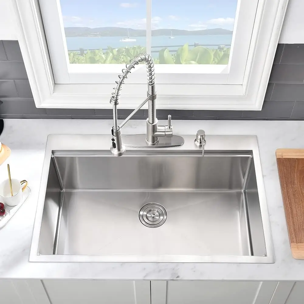 Stainless Steel Kitchen Sink 33x19 Drop In Workstation Sink 16 Gauge 10 Inch Dee 3
