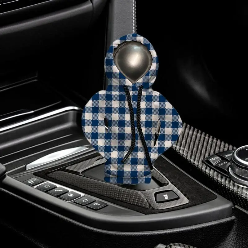 Car Shifter Hoodie Plaid Patterns Car Shift Hoodie Cover Shifter Stick Protector Dustproof Cover Gear Shift