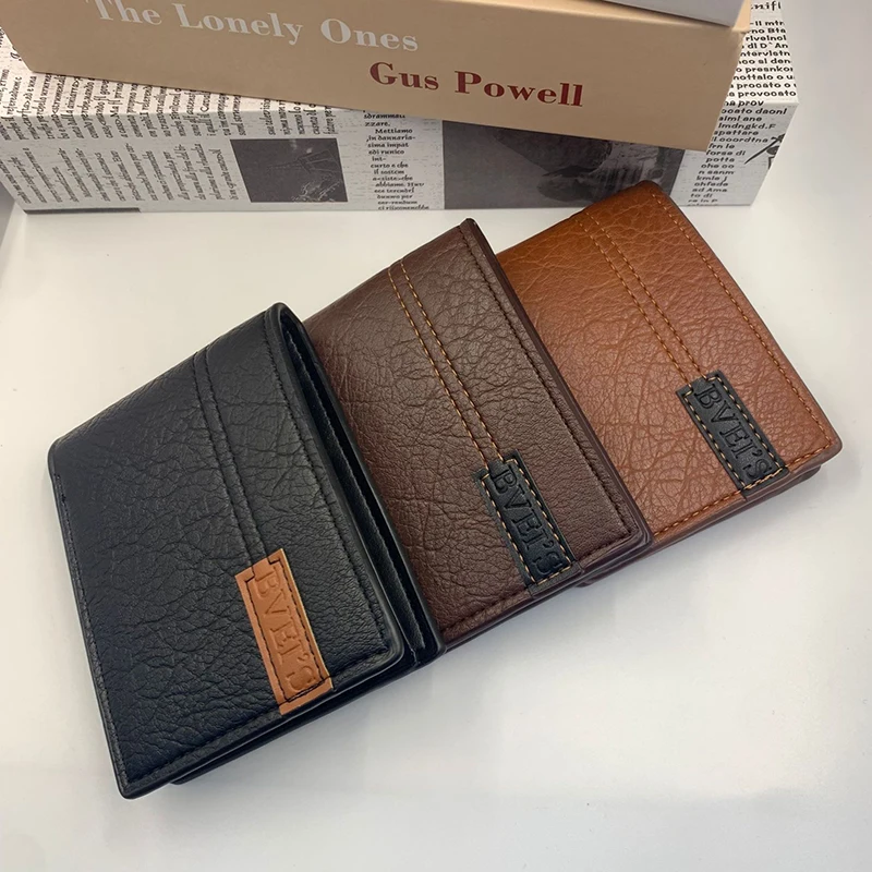 

Short Men Wallets Zipper Coin Pocket Slim Card Holders Luxury Male Purses PU Leather Men's Wallet Money Clips