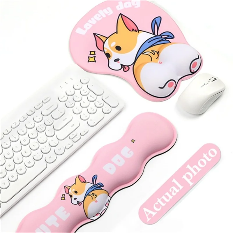 Memory Foam Keyboard Wrist Rest Mouse Pad Ergonomic MousePads Support Set Cushion Cute Dogs Pattern Lightweight hot selling 2023