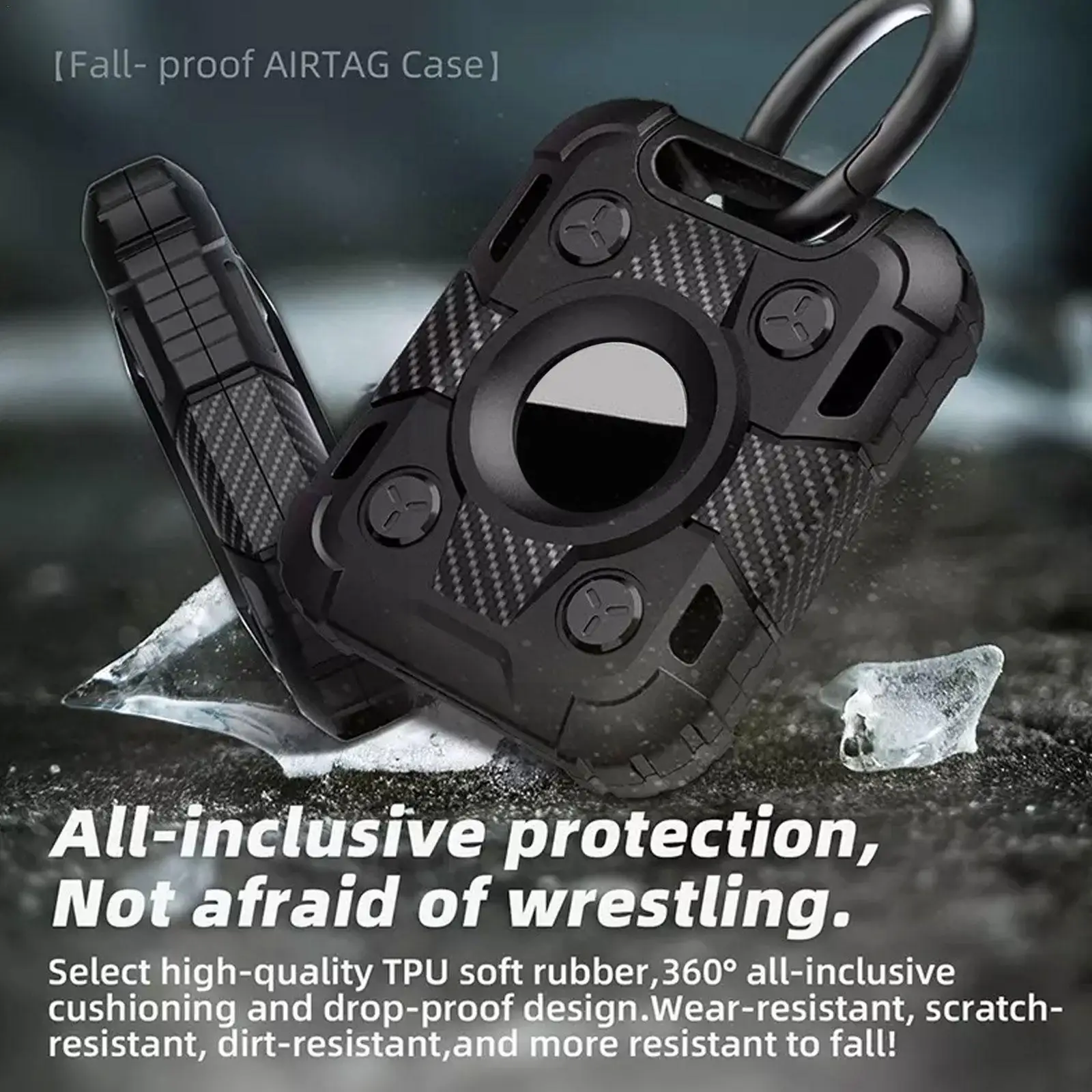 Waterproof AirTag Holder Screw Locked Airtag Keychain Case Compatible