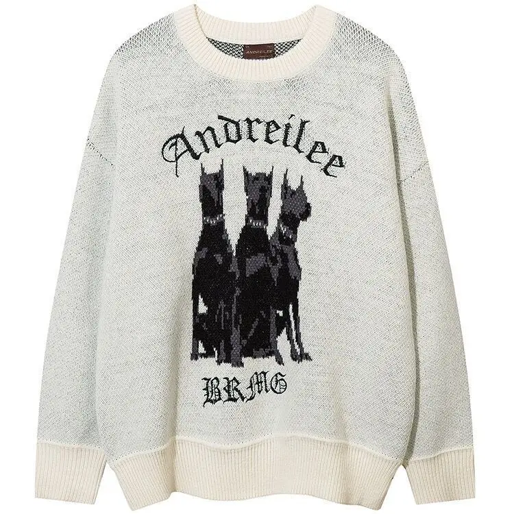 

Нишевый модный брендовый свитер в стиле high street с принтом собаки для мужчин и женщин на осень и зиму свитер с круглым вырезом y2k