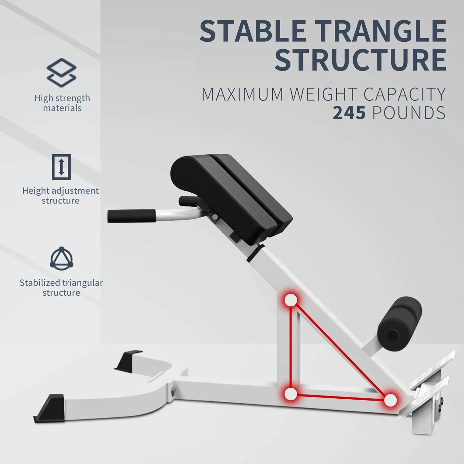 Back Extender-Angle & Height Dual Adjustable Hyperextension Bench for Home Gym-Adjustable Back Exercise Machine