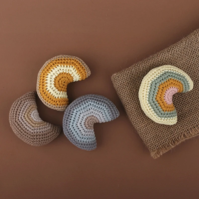 

Y1UB Детская погремушка Игрушка для кроватки Игрушка для сна Вязаная крючком Радужная игрушка Радужная детская игрушка