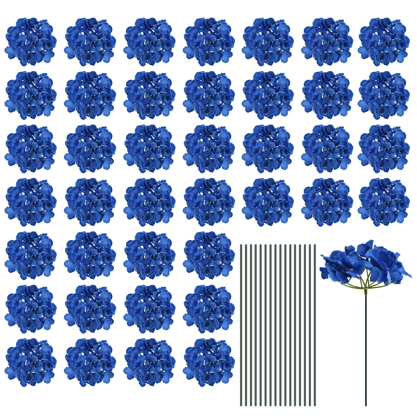 64 Set Silk Artificial Hydrangea Flowers, Artificial Flowers Heads with Stems, Full Hydrangea Flowers for Wedding Centerpiece