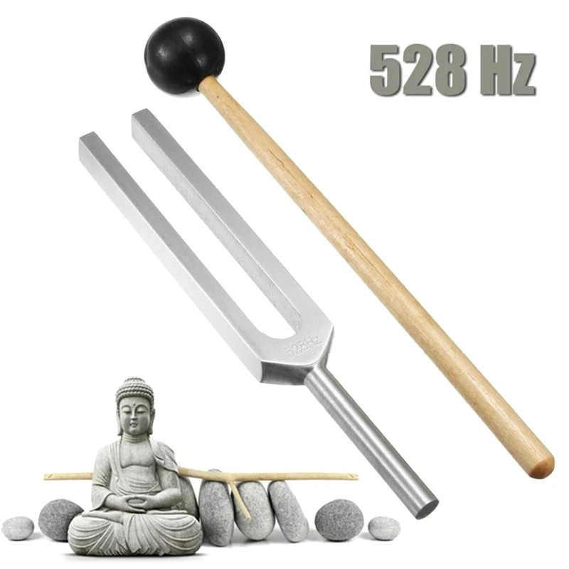 Portable 528 Hz Tuning Fork with Silicone Hammer Clinical Grade Nerve/Sensory for Perfect Healing Musical Instrument