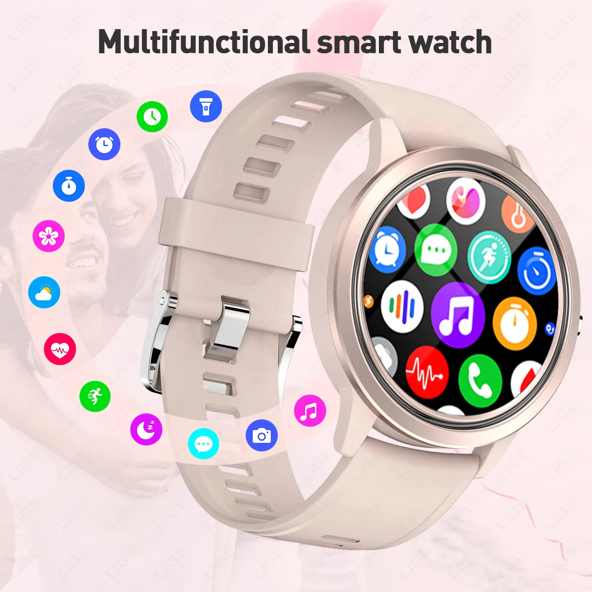 LIGE For Xiaomi Android Fashion Women Smart Watch 360*360 HD Screen Heart Rate Custom Dial Watch Bluetooth Call Smartwatches New