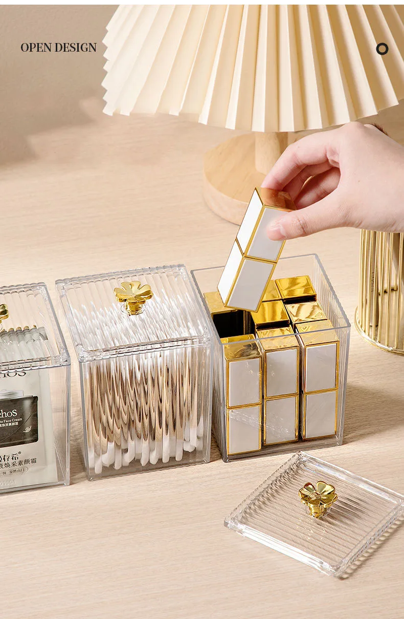 Transparent Cosmetic Jewelry Remover Pads Container, Makeup Cotton Pads, Organizing