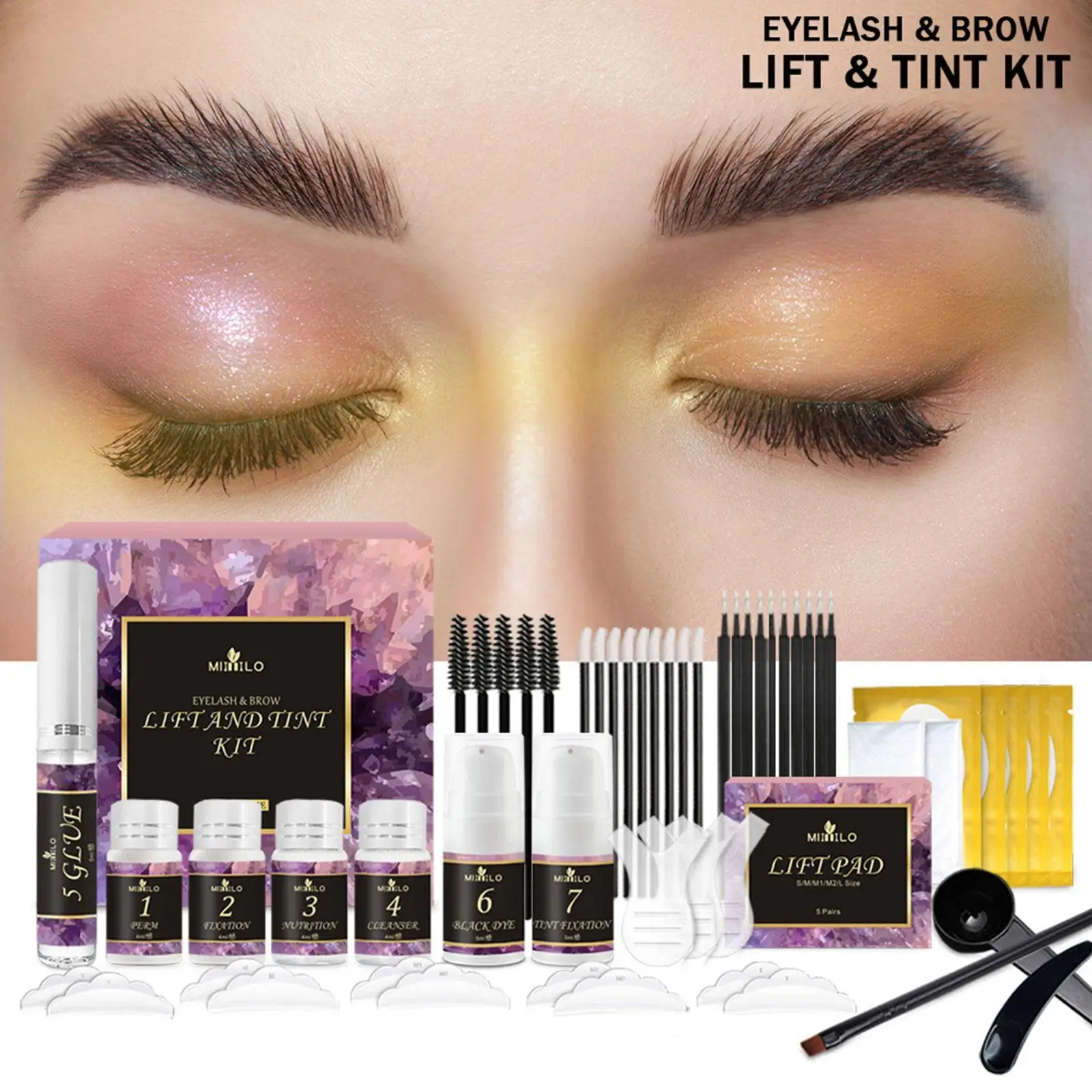 

Lifting Lashes Kit Lash Lifiting Curling Eyelash Perm Kit Eye Makeup Eyelash Eyebrow Dye Tint Combination Eyelash Enhancer