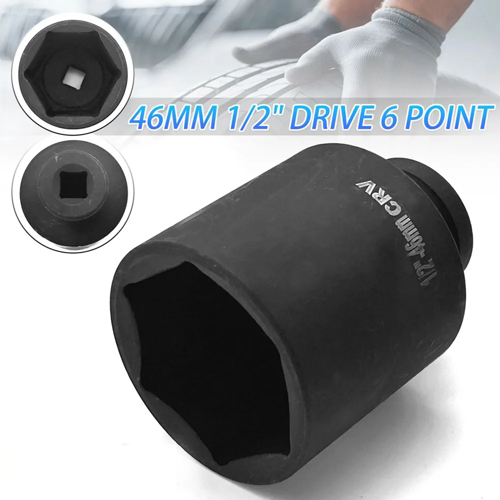 46MM Deep Impact Socket 1/2 "Drive 6 Point Metric Axle Nut Sockets For Air Hand Ratchet Air Wrench Sleeve Garage Tool