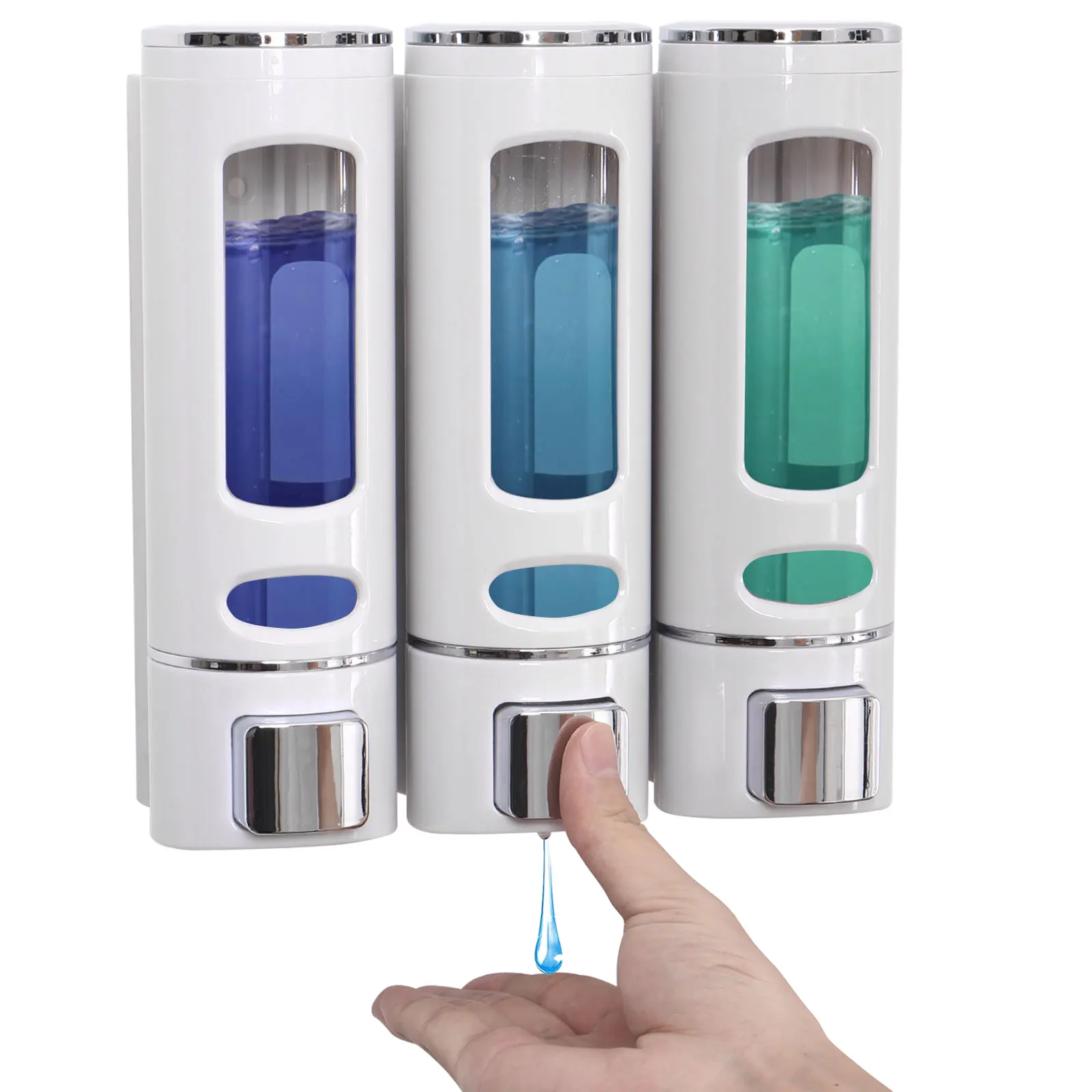 2/3 Heads Shower Soap Dispenser Wall Mounted Adhesive Bathroom Shampoo Handwashing Fluid Conditioner Storage Container 6
