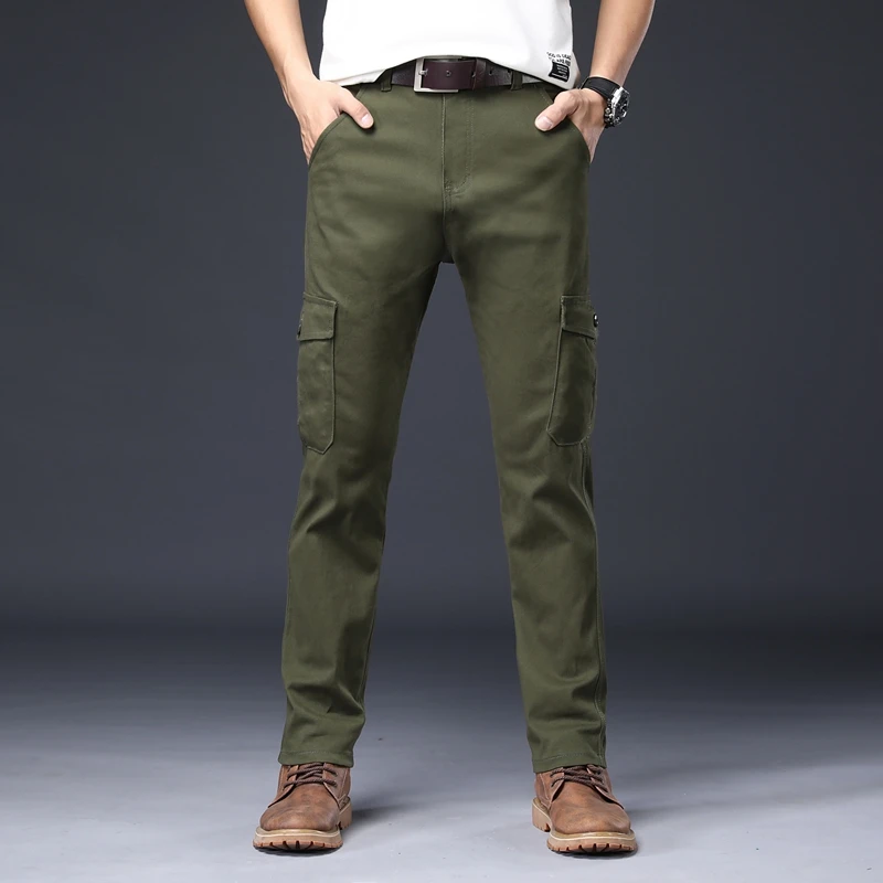 Plus Größe Männer Baumwolle Schwarz Mehrere Taschen Cargo Hosen Casual Multi Taschen Lange Hosen Männer Gerade Hosen Taktische Hosen – Detail 18