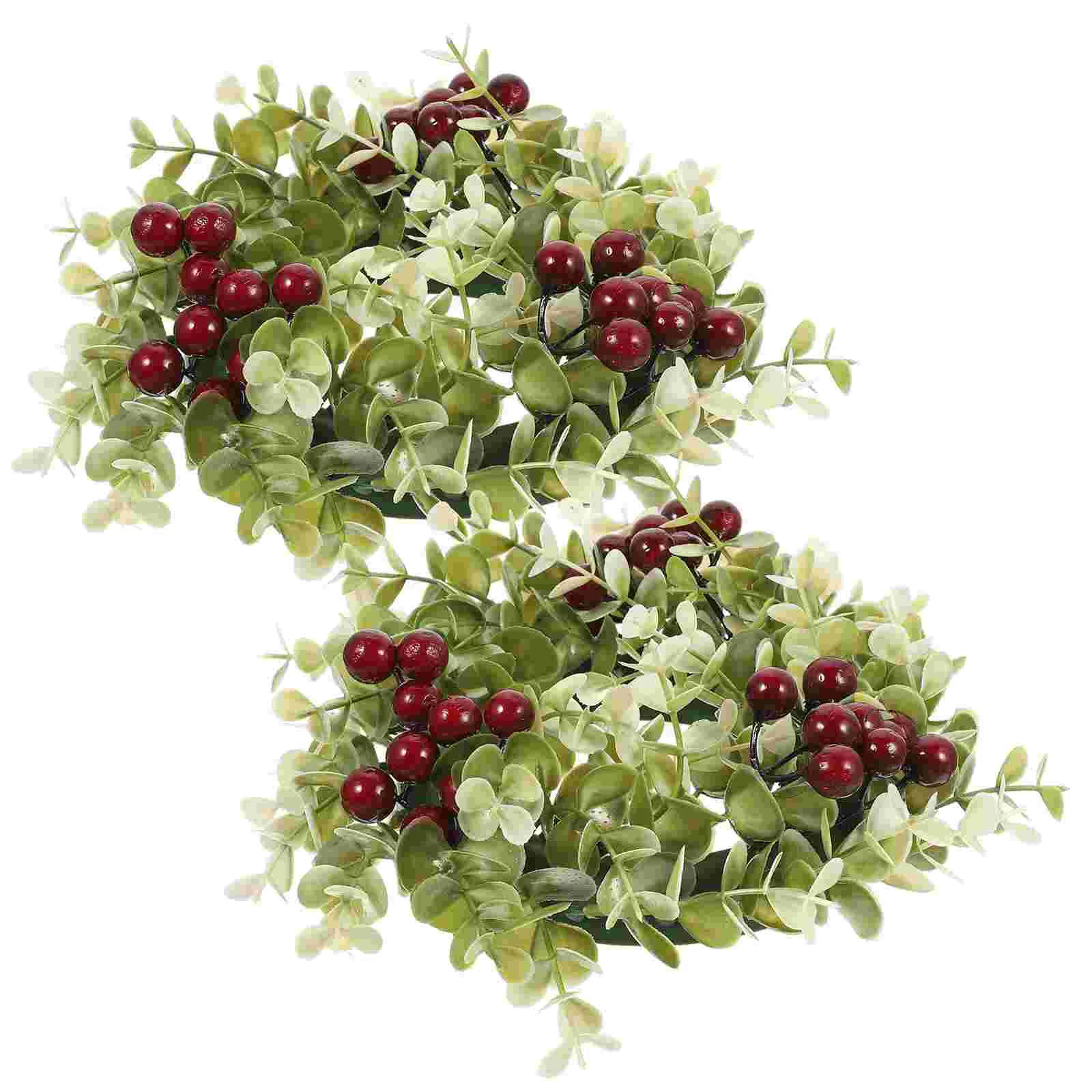 Green Faux Plants Faux Plantss Simulation Berry Mini Wreaths Candles Christmas Holder Wreaths Faux Plantss Christmas